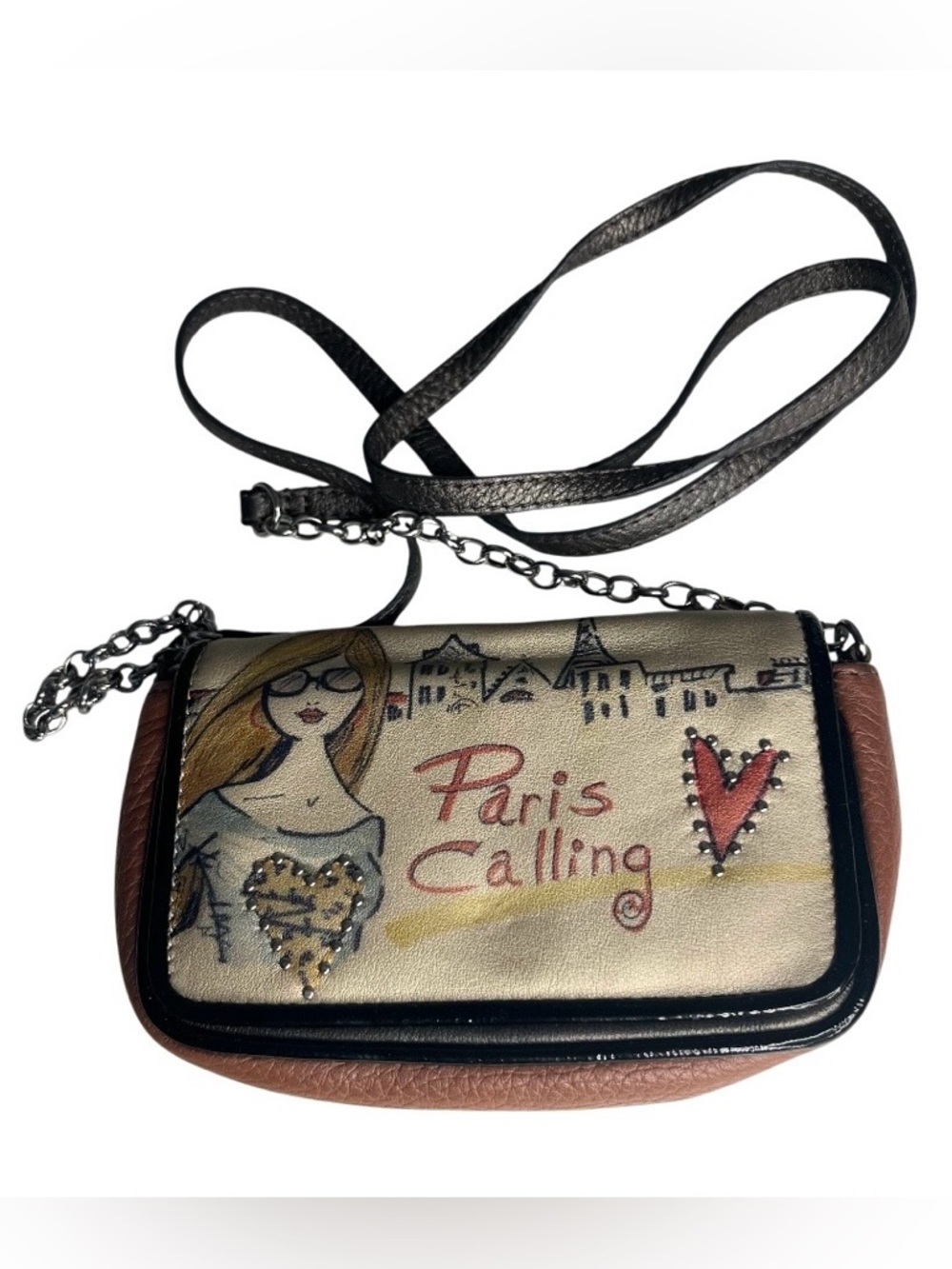 BRIGHTON Paris Calling Mini Crossbody Bag Vegan Leather Art To Wear